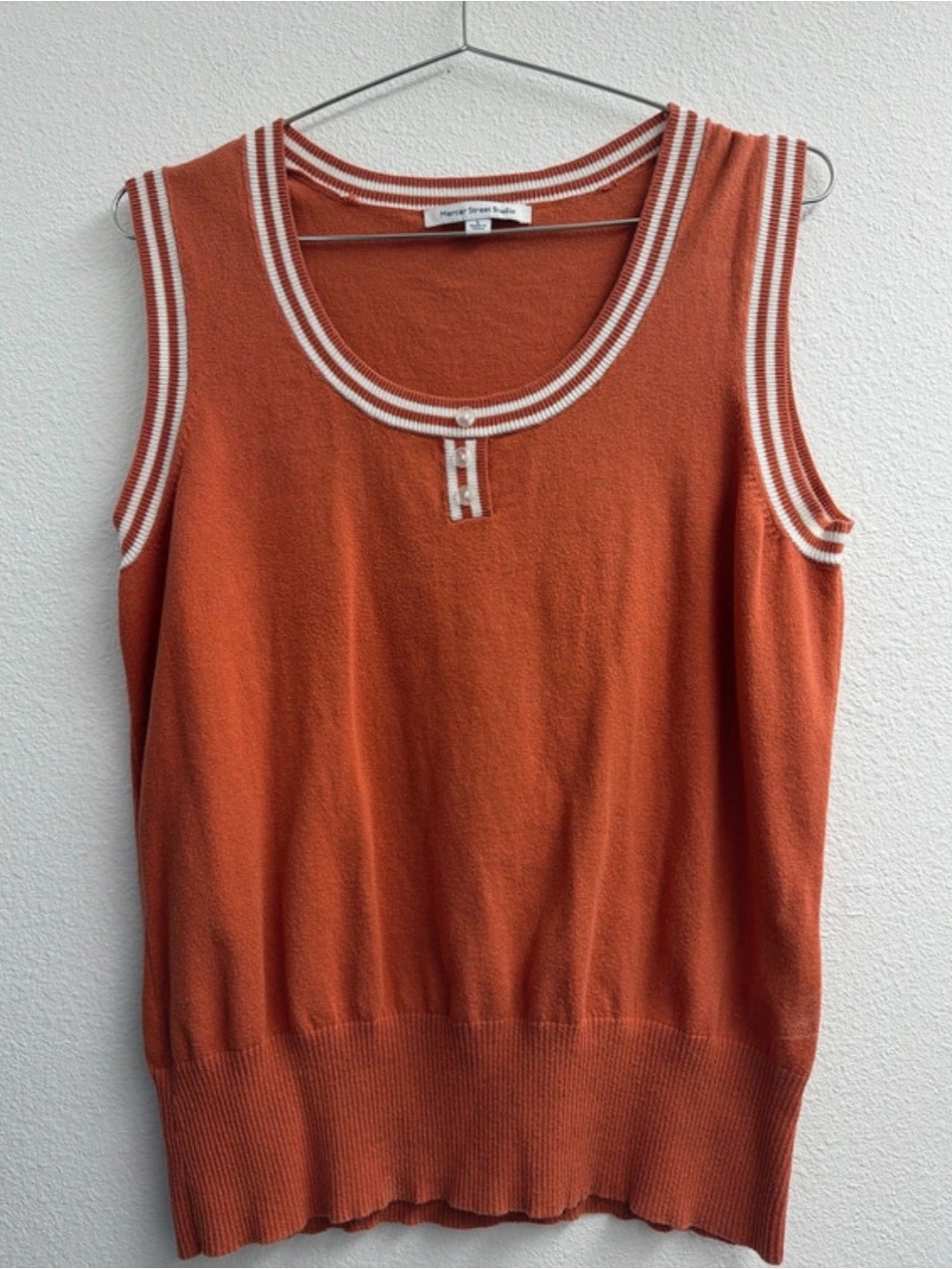 Mercer Street Studio Orange Knit Tank with White Trim